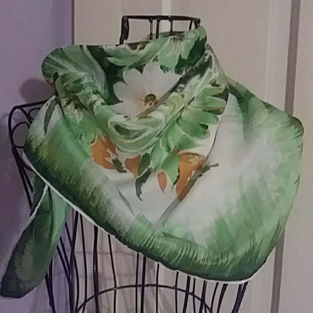 Green Watercolor Vintage Scarf